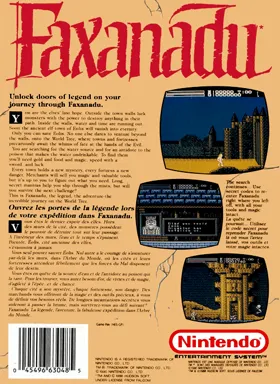 Faxanadu (Europe) box cover back